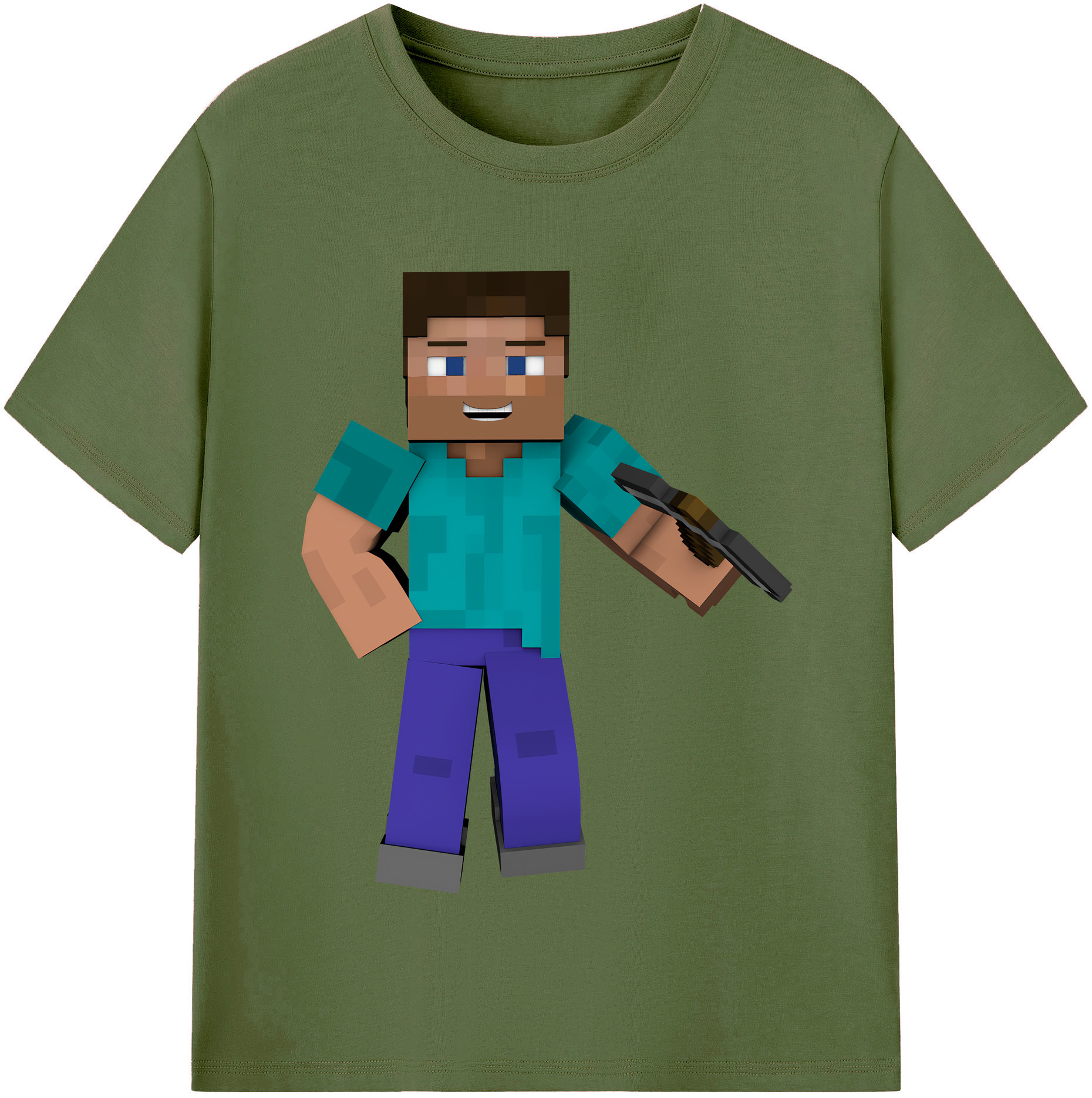 （画像用） マインクラフト ブロックの世界 Minecraft MC Block world 綿100％半袖Tシャツ（フロントプリント）